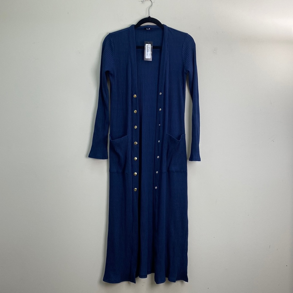Clayton Duster length snap front cardigan